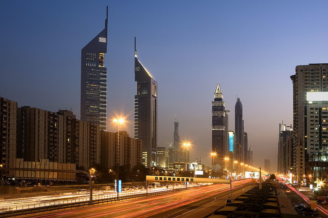 United Arab Emirates. Dubai City. Sheikh Zayed Road. Emirates Towers