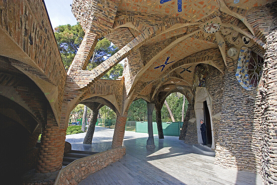 Church of the Colonia Güell by Gaudi, Santa Coloma de Cervello. Barcelona province, Catalonia, Spain (Feb. 2007)