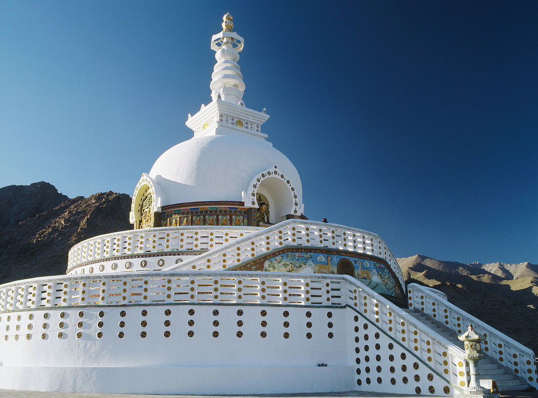 Shanti stupa. Ladakh. Kashmir. India.