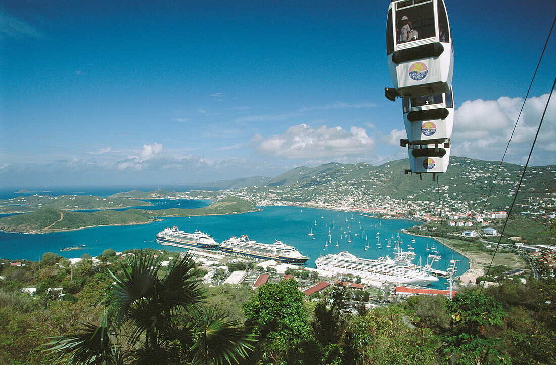 View from Paradise Point to Havensight and Charlotte Amalie, St. Thomas, US Virgin Islands. West Indies, Caribbean