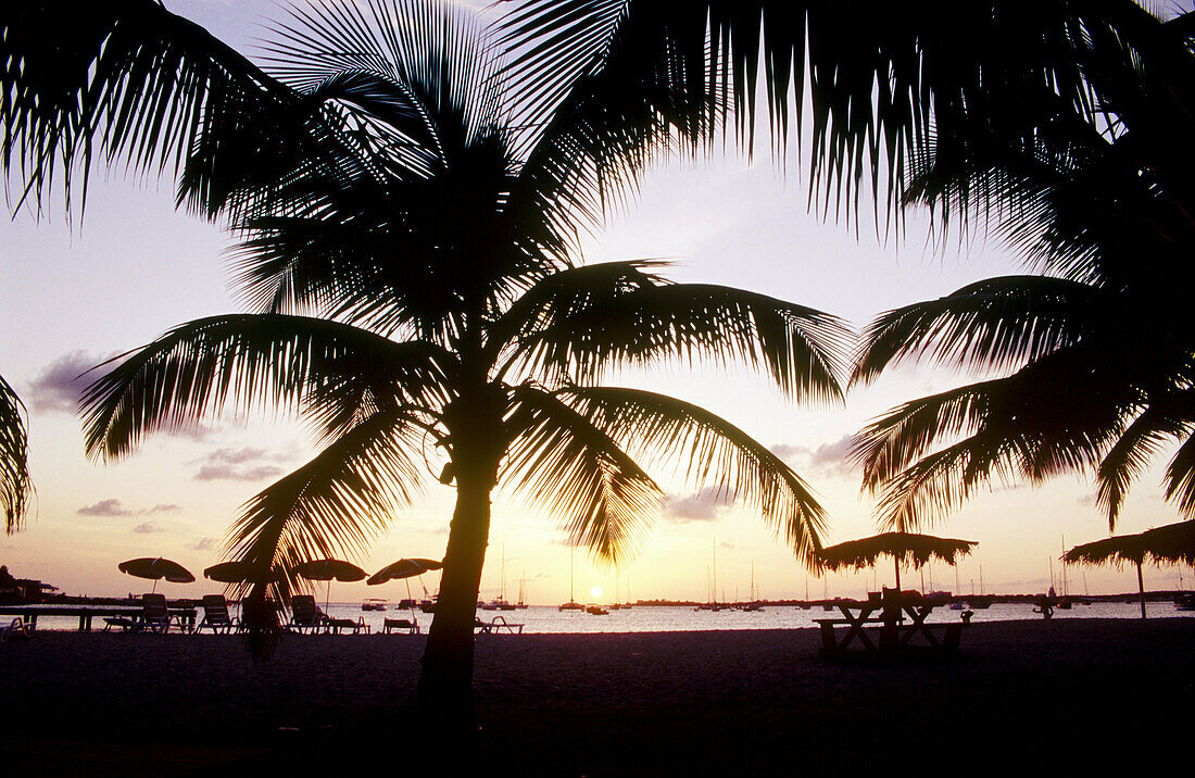 Sunset at Simpson Bay. Sint Maarten. Netherlands Antilles.