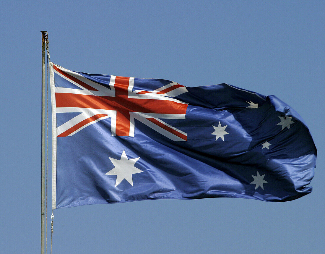 Australian flag in Darling Harbour. Sydney. New South Wales, Australia