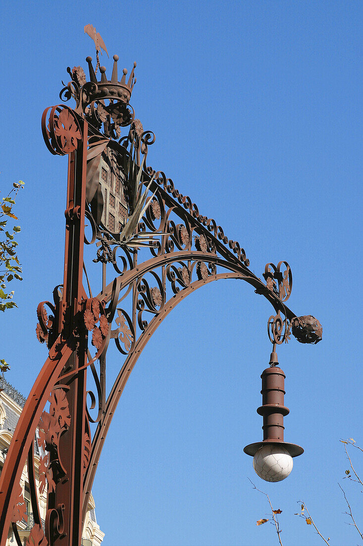 Streetlight on Passeig de Gracia. Barcelona. Spain