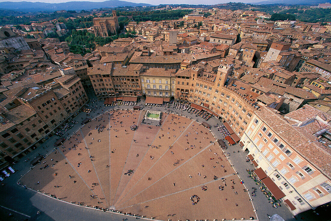 Piazza del Campo, view from Mangia Tower. Siena. Italy