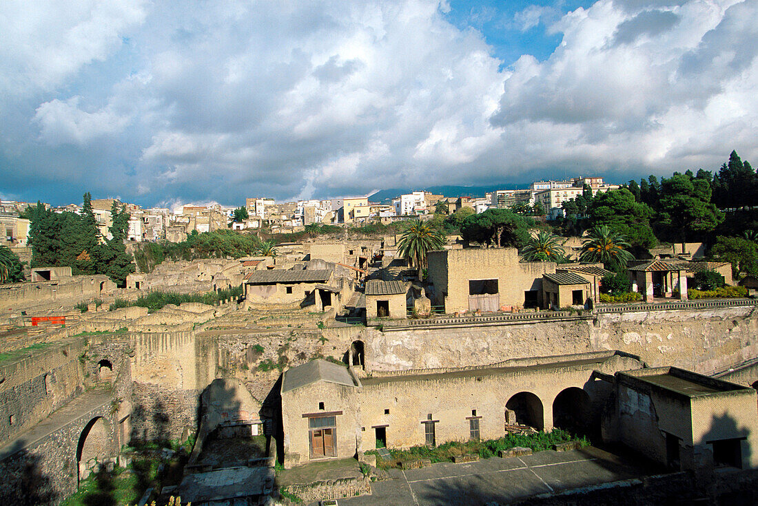 Roman town and modern town. Herculaneum. Italy