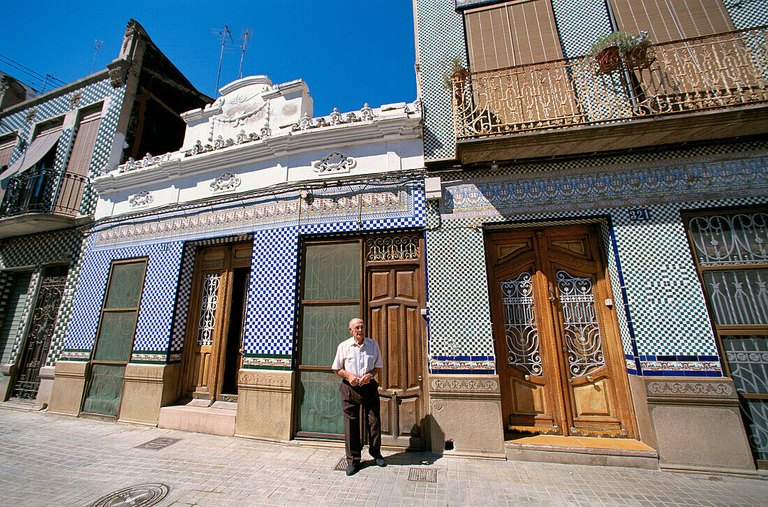 Houses in art nouveau at Cabanyal district. Valencia. Spain