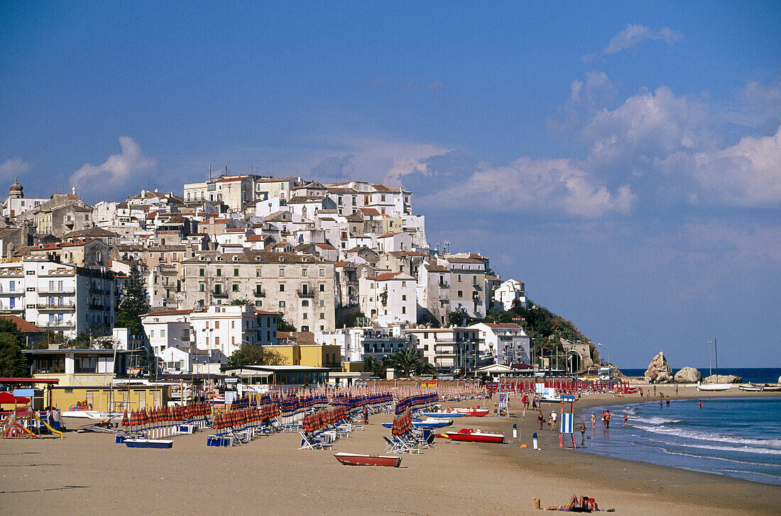 Rodi Garganico, town and beach. Gargano mountainous promontory. Puglia. Italy