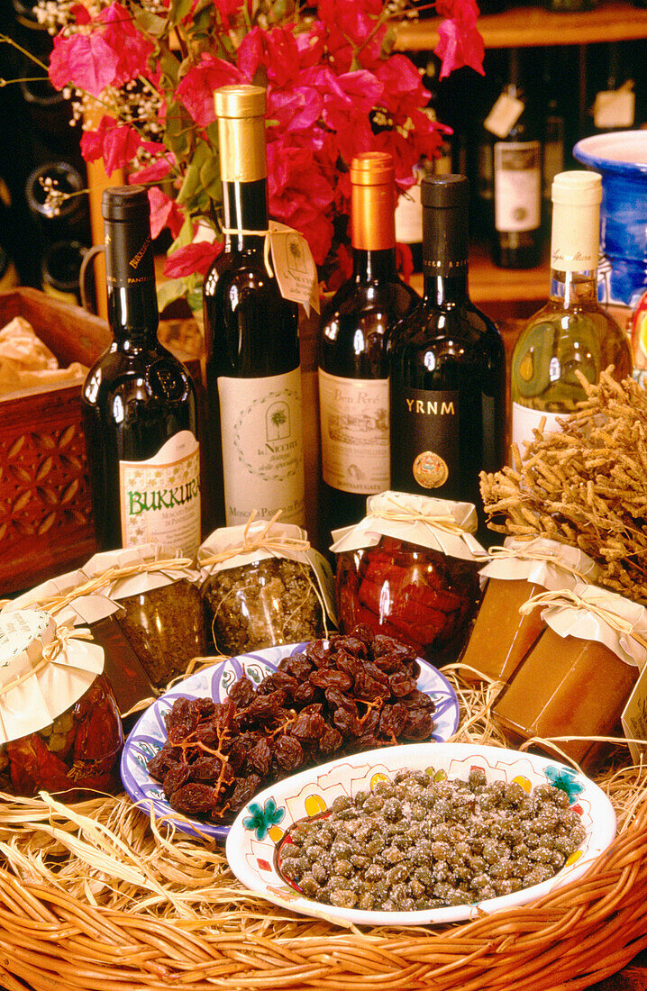 Typical products from Pantelleria Island. Sicily. Italy