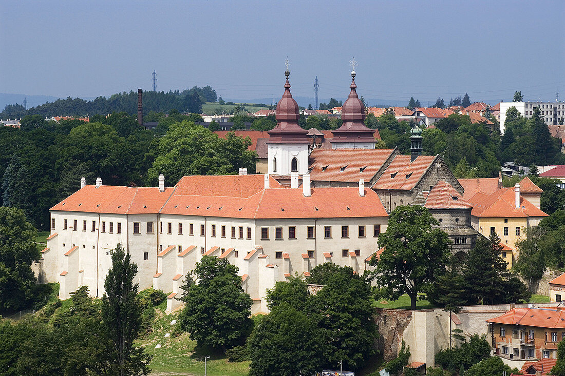 Zamek (palace) and St. Procopius Basilica, Trebic. Moravia, Czech Republic