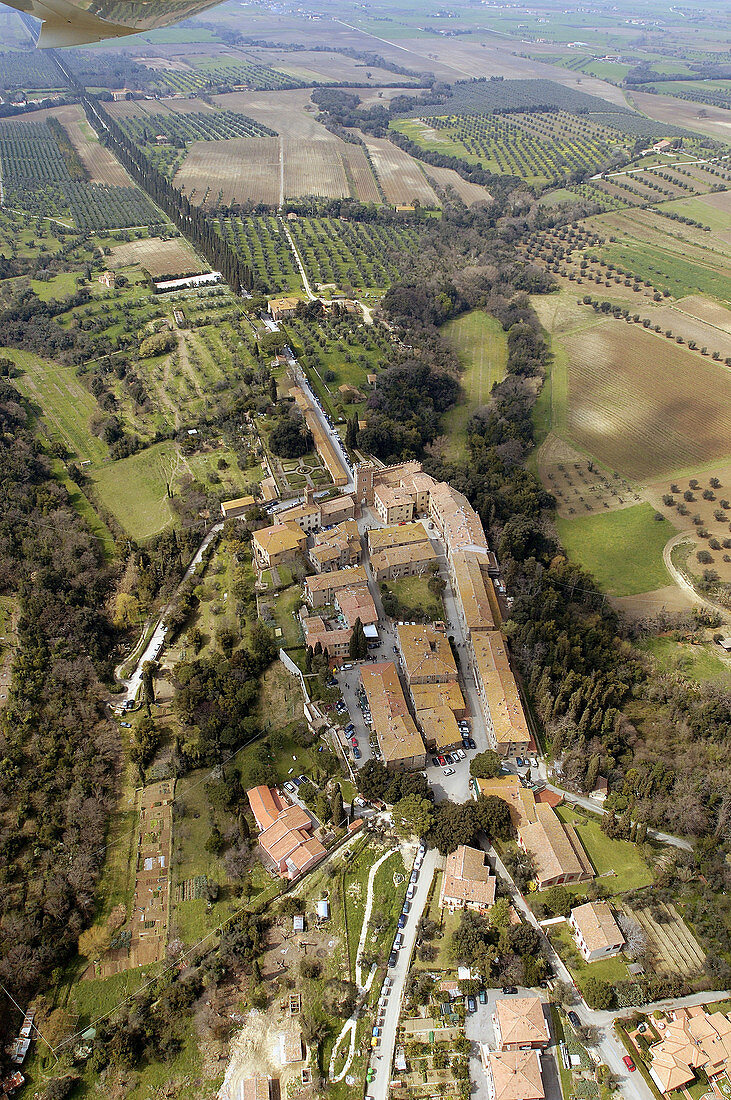 Air view of Bolgheri. Castagneto Carducci. Tuscany. Italy.