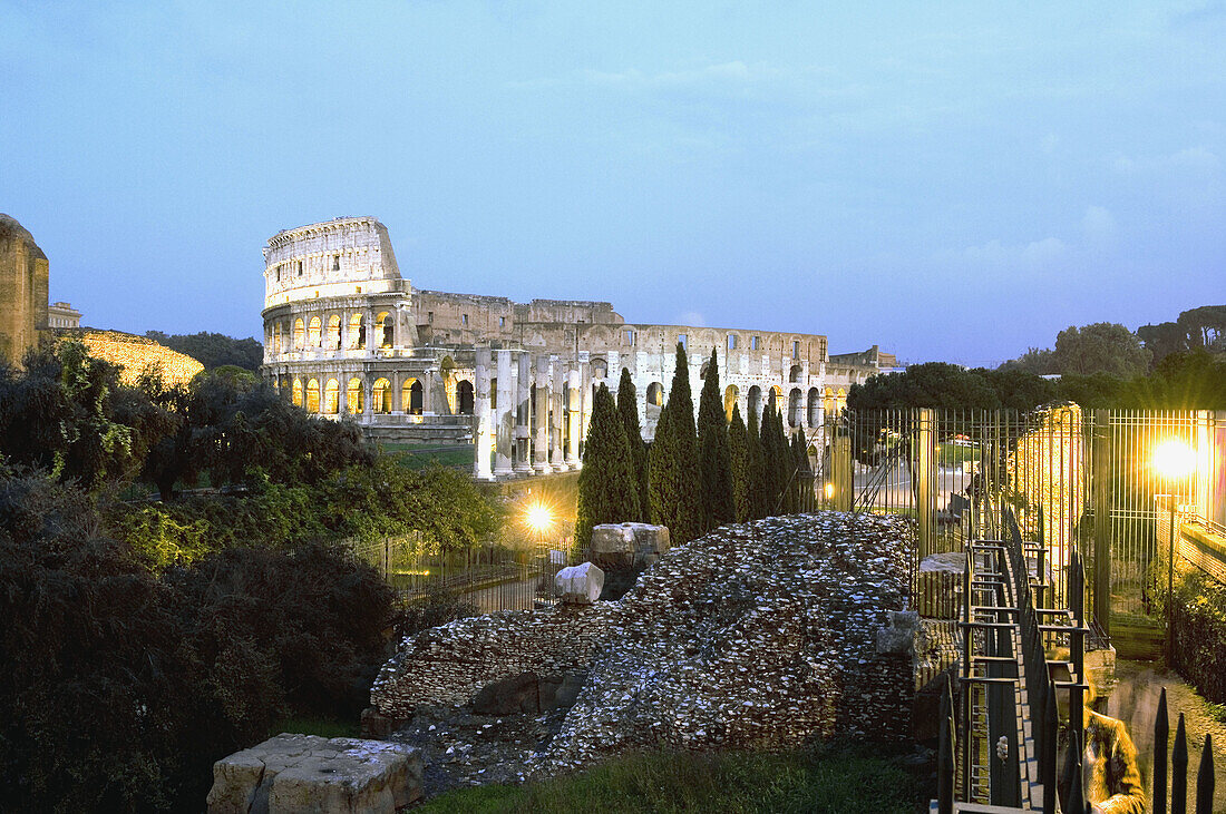 Colosseum seen from Via San Bonaventura, Rome. Lazio, Italy