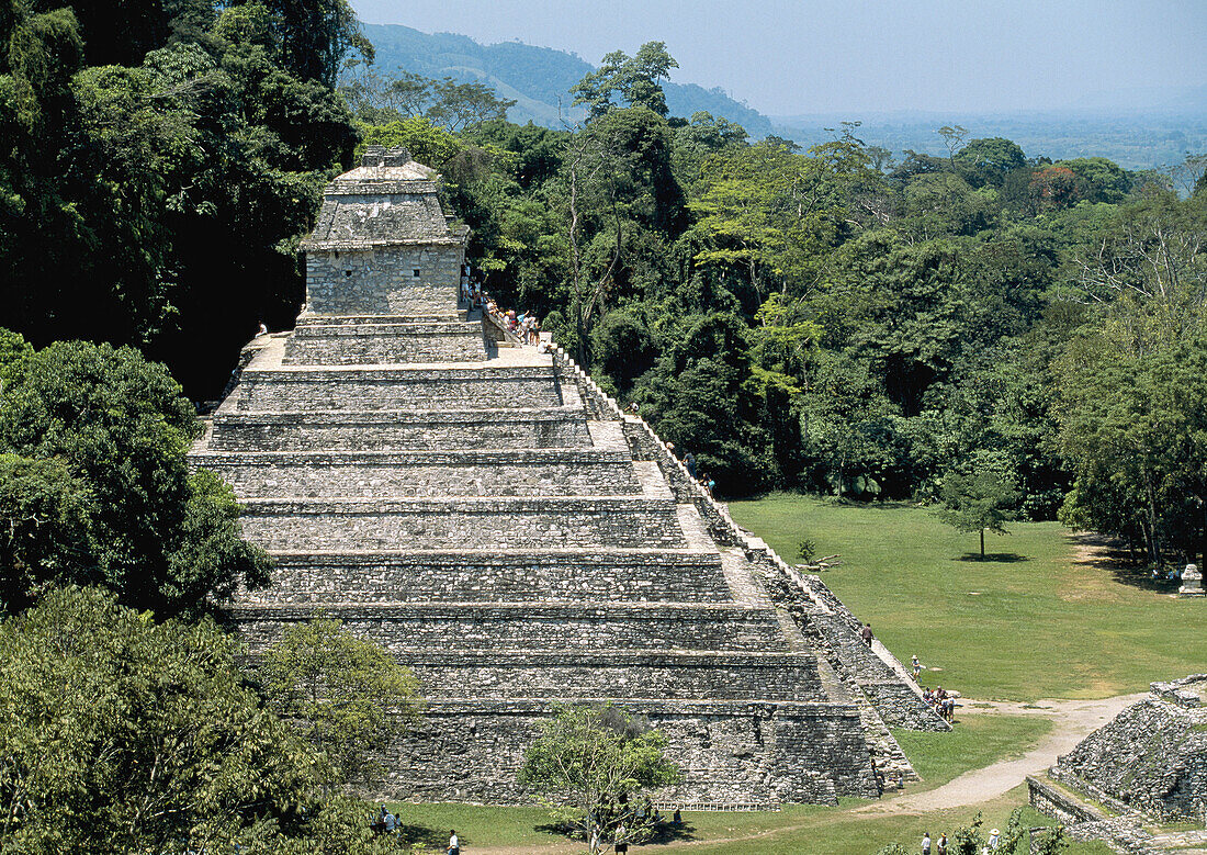 View of the Inscriptions Temple (UNESCO World Heritage). Palenque. Chiapas. Mexico.