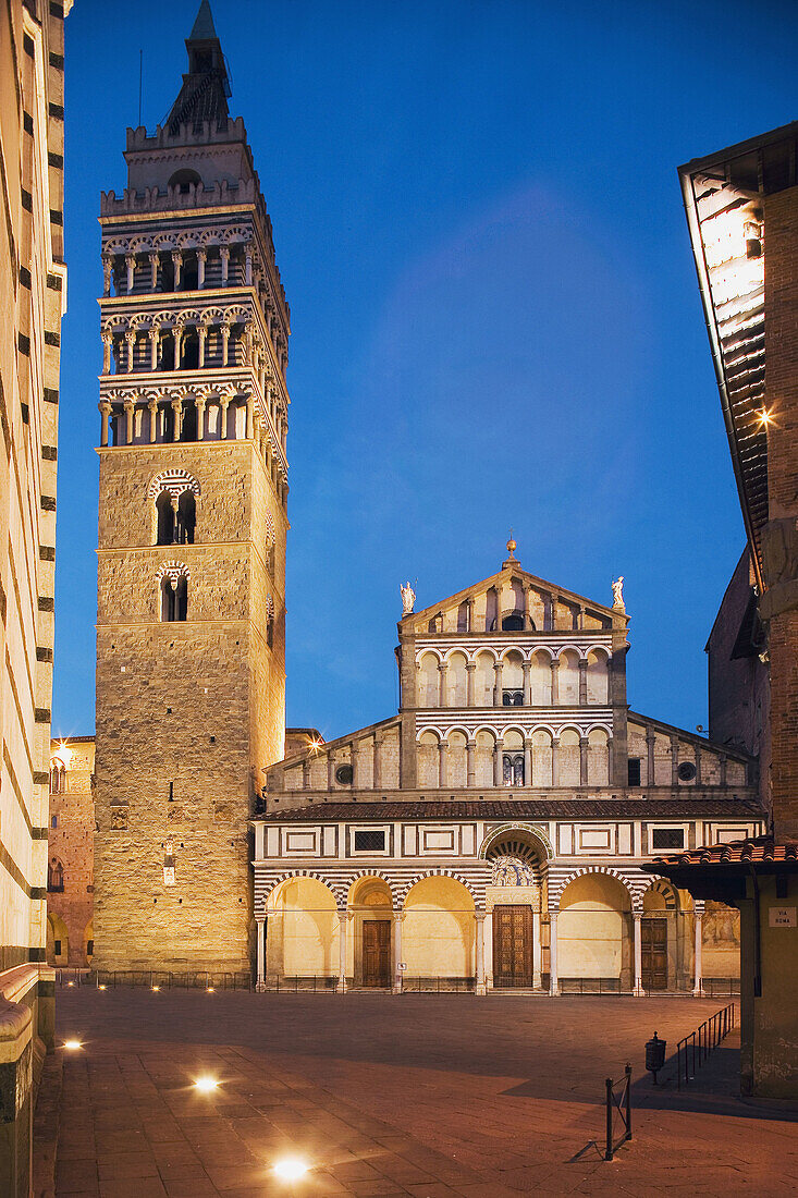 The bell-tower and the Cattedrale (Cathedral) di San Zeno. Pistoia. Italy.