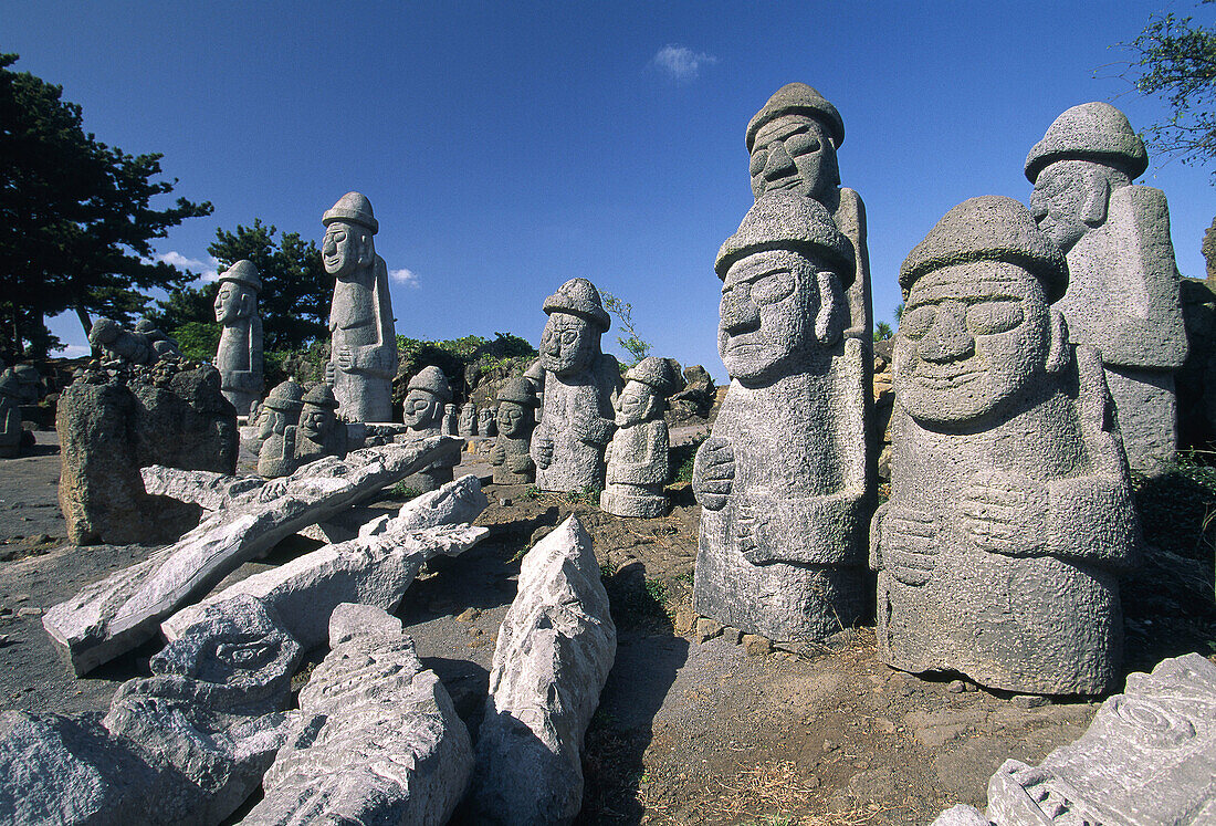 Harubang, the guardians of the islan. Jeju Island. Republic of Korea.