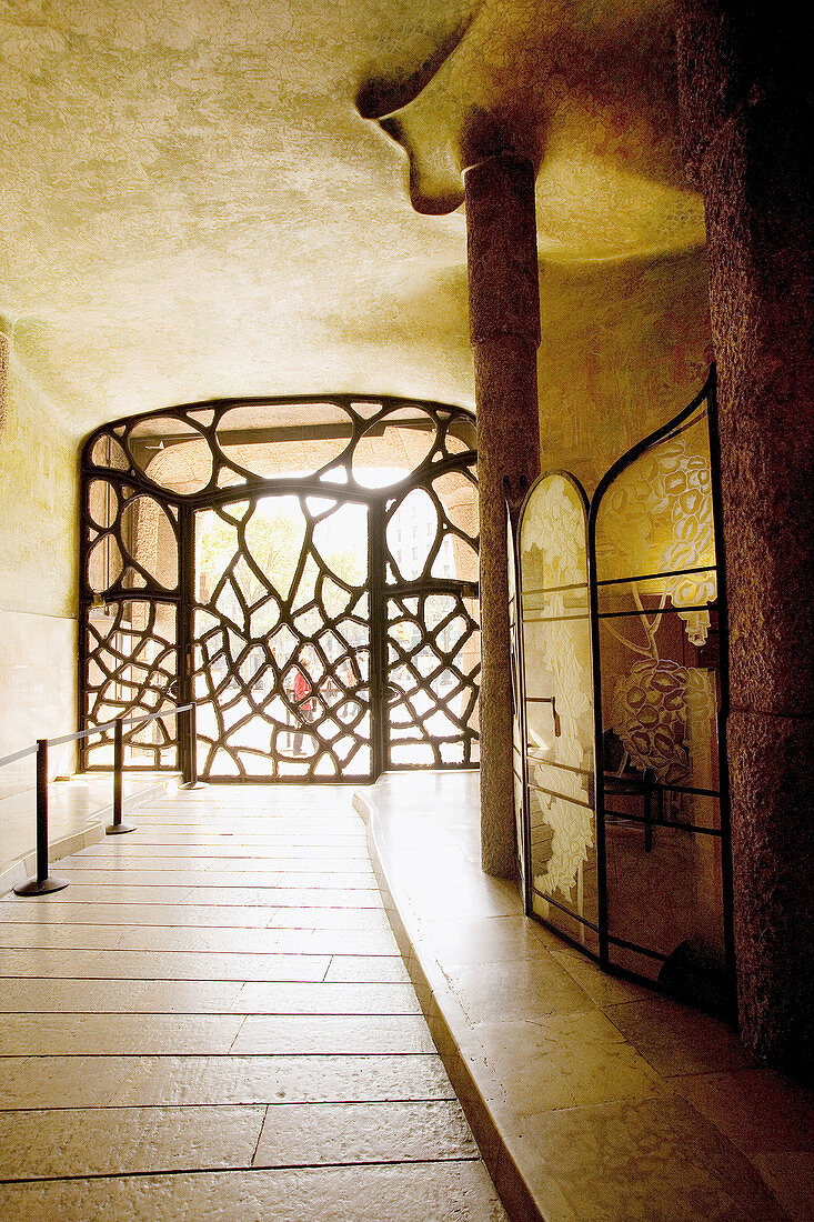 Entrance doors, Milà House (1906-1912) by Gaudí. Barcelona. Spain