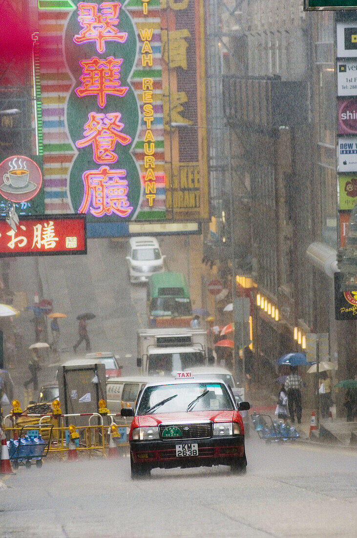 Rain at Welligton street. Hong Kong, China