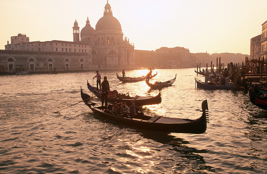 Gondolas in the Grand Canal. Venice. Italy