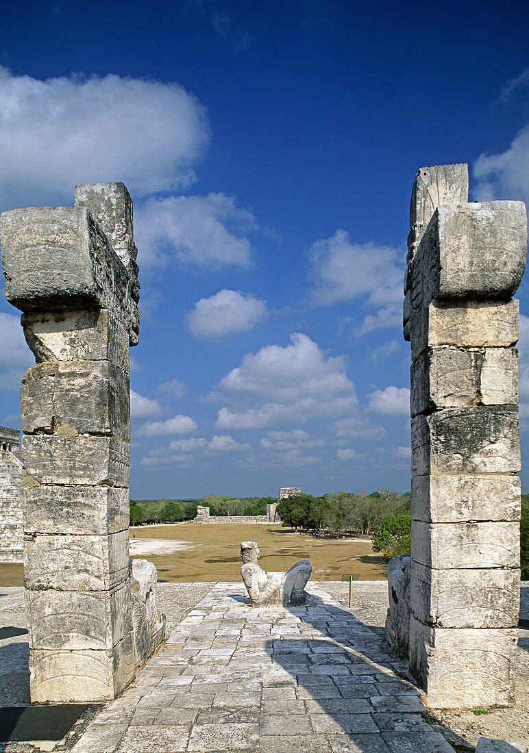 View from the Warriors Temple with the Chac-Mool (UNESCO World Heritage). Chichen Itza. Yucatan. Mexico.