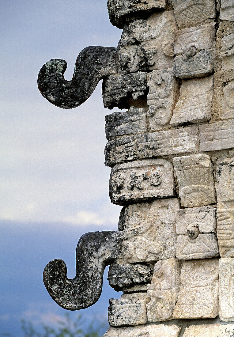 Warriors Temple, Chac Masks (UNESCO World Heritage). Chichen Itza. Yucatan. Mexico.
