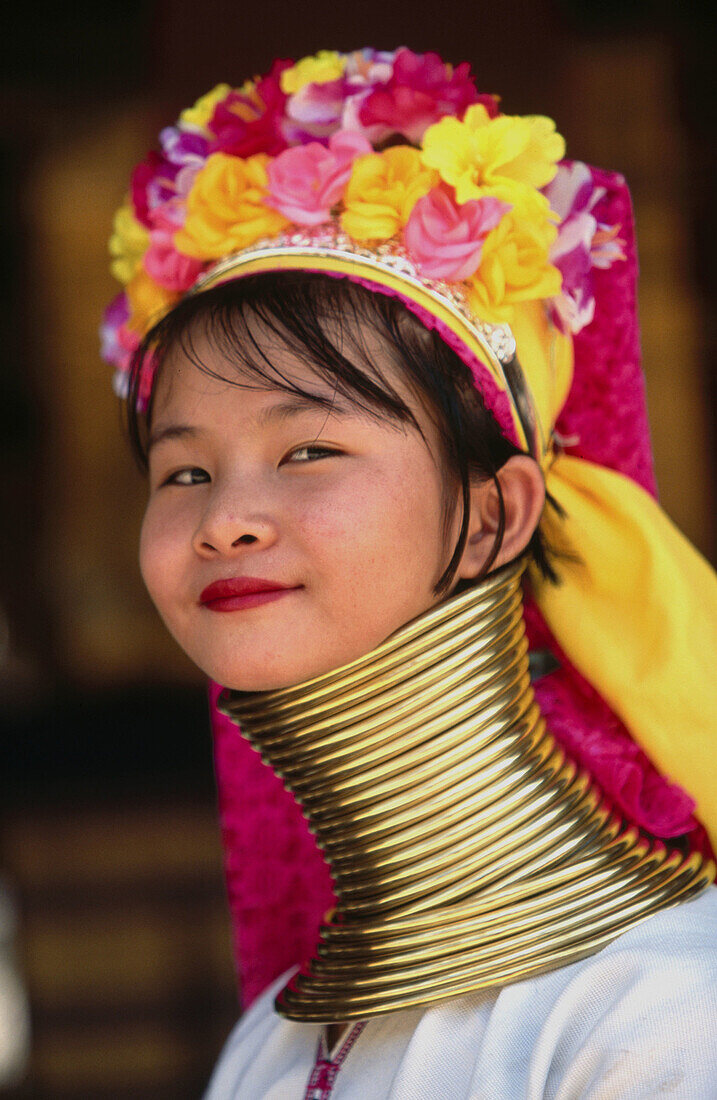 Long Neck karen woman (Myanmar). Giraffe woman. North tribes. Tha Ton. Chiang Mai province. Thailand.