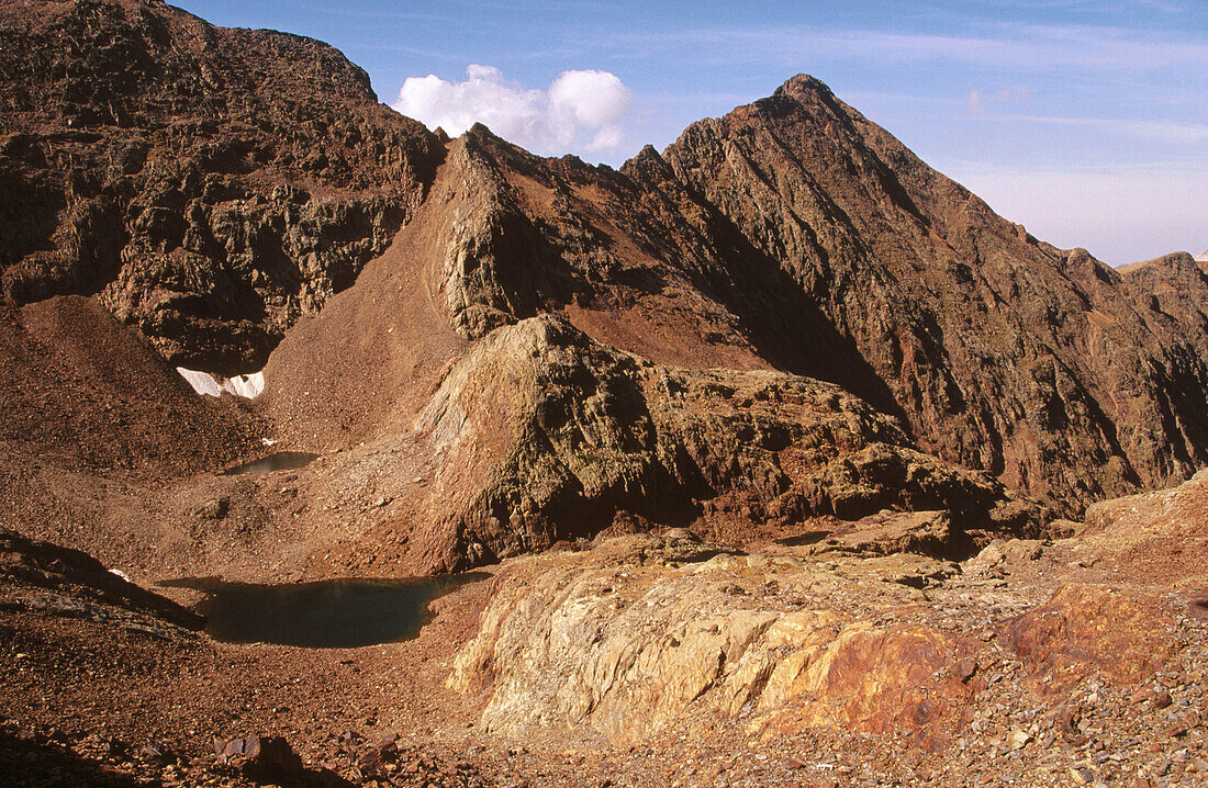 Guins de l Ase peak in Pica d Estats. Pyrenees Mountains. Spain