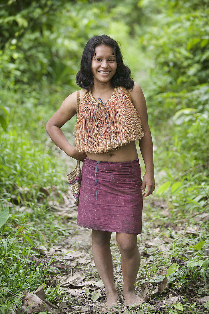 Indigenous girl. Yaguas Community. Amazonas. Peru.