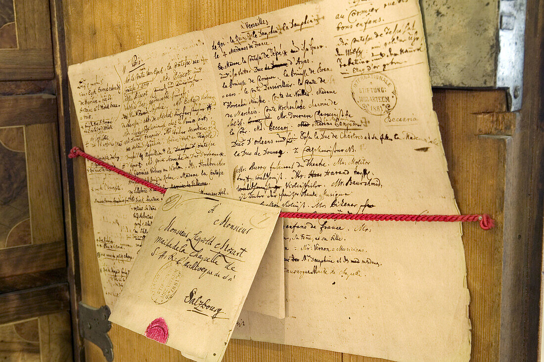 Letters and manuscripts in the Mozart s birthplace, Salzburg. Austria