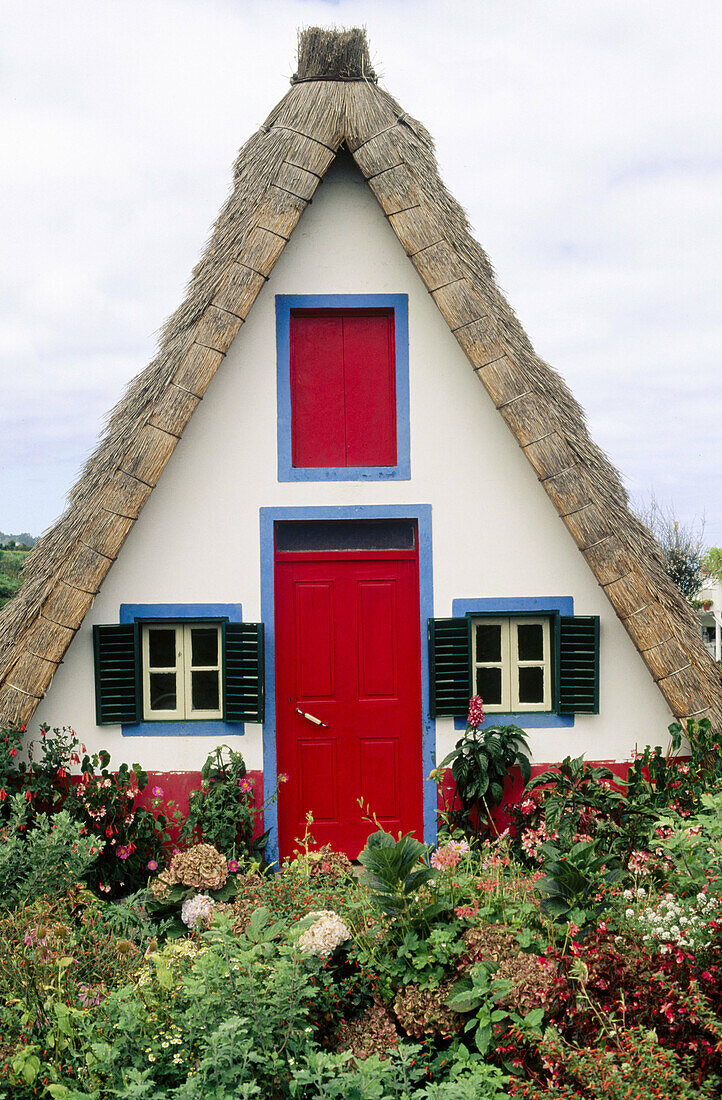 Typical house. Santana. Madeira Island, Portugal.