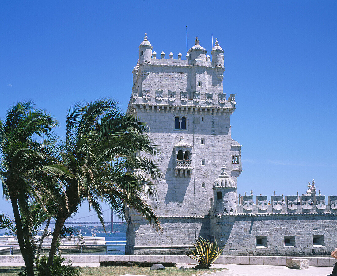 Belem Tower, built on Tagus river from 1515 to 1525. Lisbon. Portugal