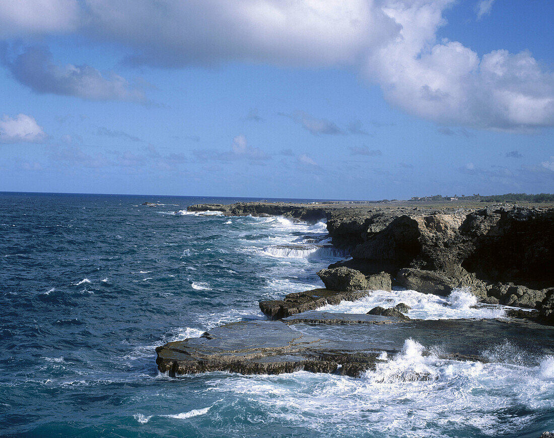 Atlantic waves on the North coast of Barbados. West Indies