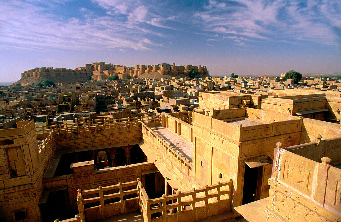 Fort and town from Patwon ki Haveli. Jaisalmer. Rajasthan. India.