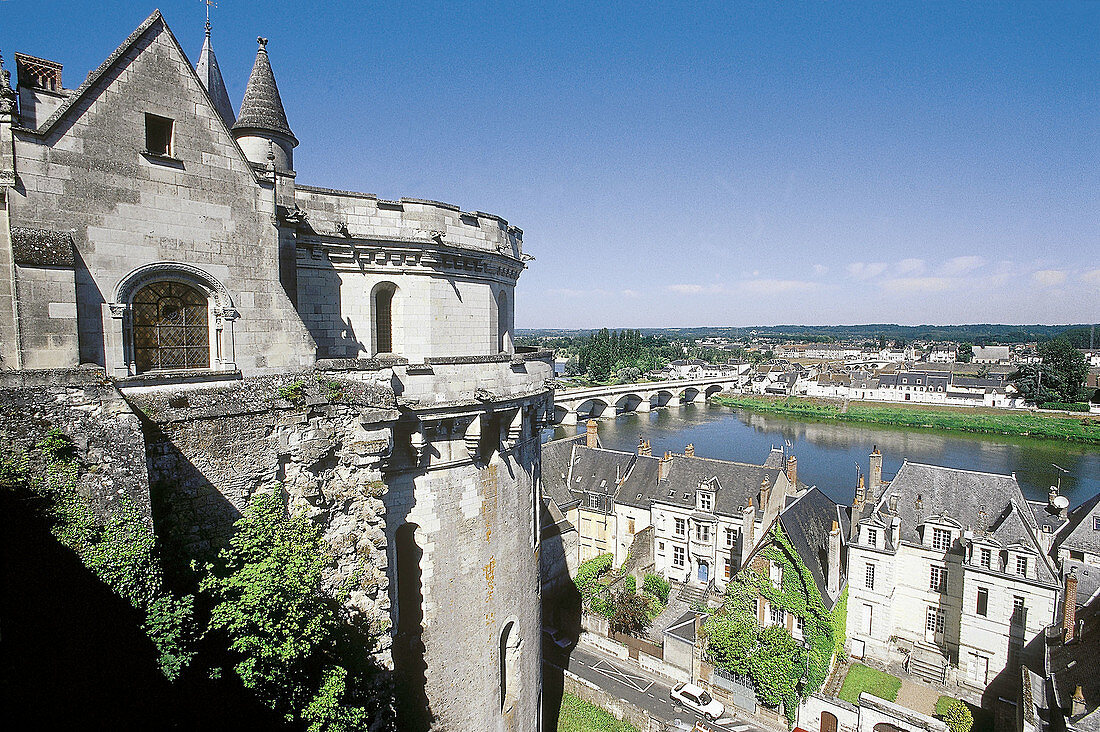 Château Amboise and Loire River. Val-de-Loire. France
