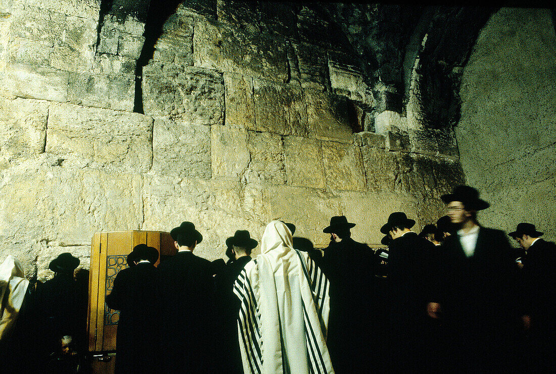 Orthodox jews at the Wailing Wall. Jerusalem. Israel