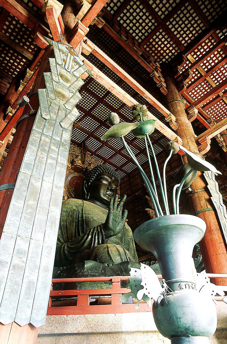 Great wooden statue of Buddha at Todai Ji temle. Nara. Japan