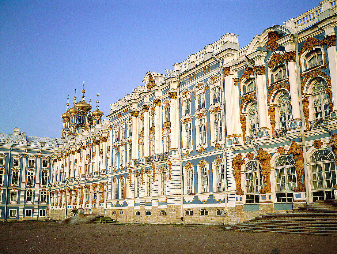 Facade on the back yard of Catherine Palace. Pushkin. St. Petersburg. Russia