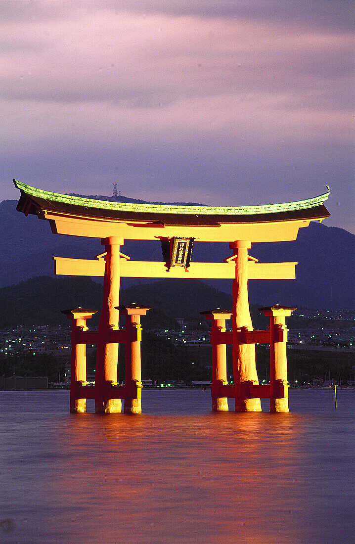 Torii Gate at dusk. Miyajima. Japan
