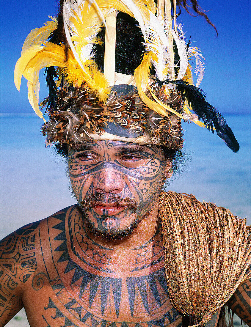 Tattoed man. Moorea Island. French Polynesia
