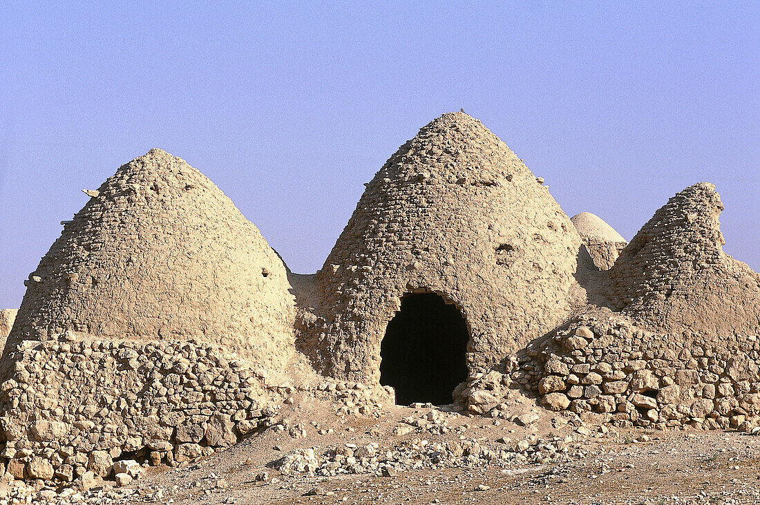 Old traditional vaulted stone dwellings. West desert, Syria