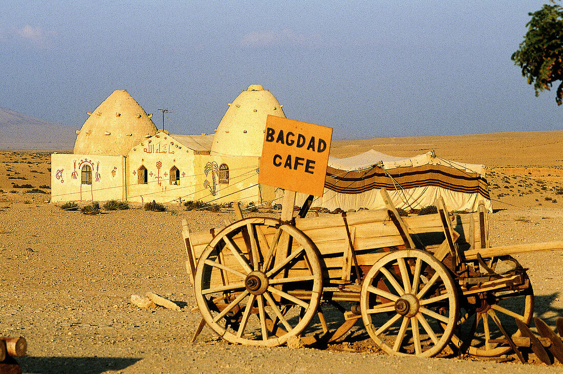 Bagdad Cafe, Bedouins camp open to visitors on the road to Baghdad. West desert, Syria