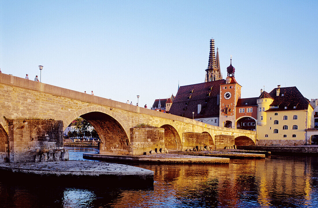 City of Regensburg on the danube river. Bavaria. Germany
