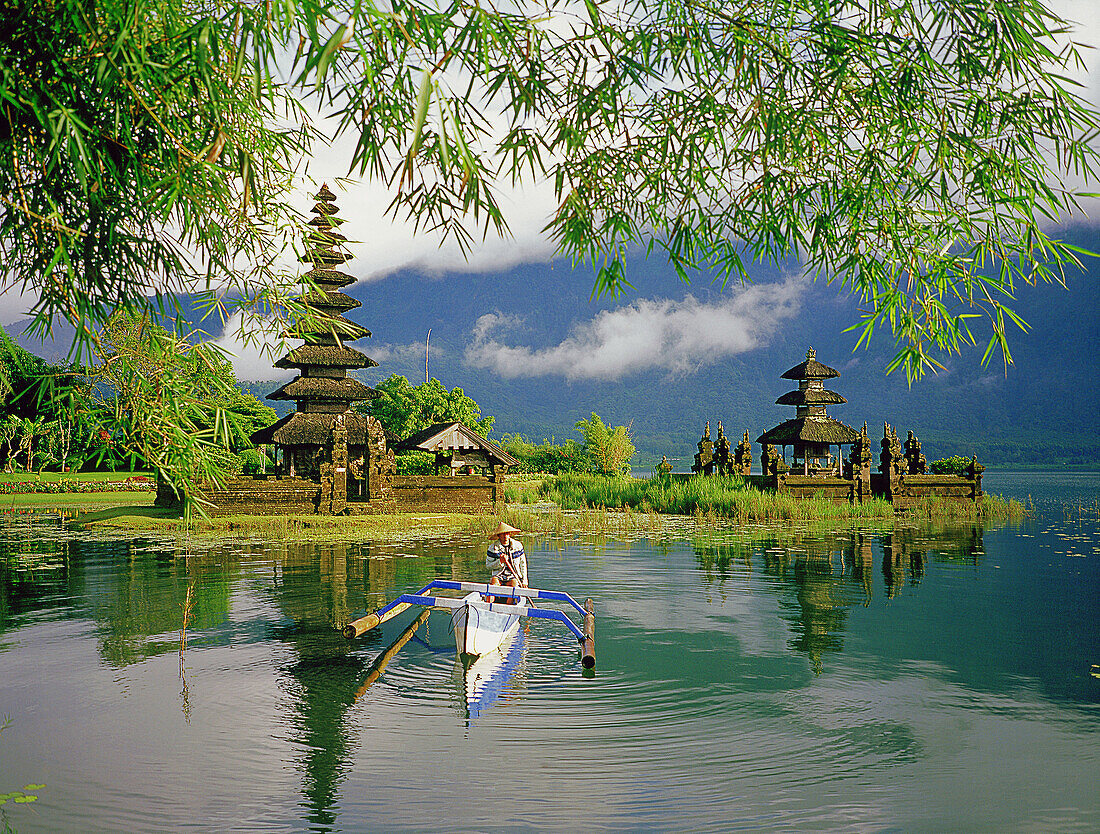 Temple Pura Ulun Danu on lake Bratan. Bali island. Indonesia