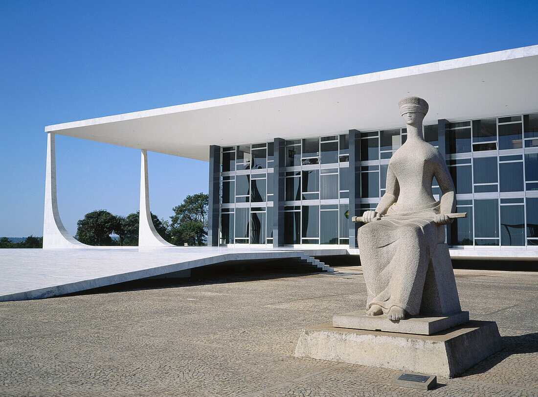 Supreme Court building and statue. Brasilia. Brazil