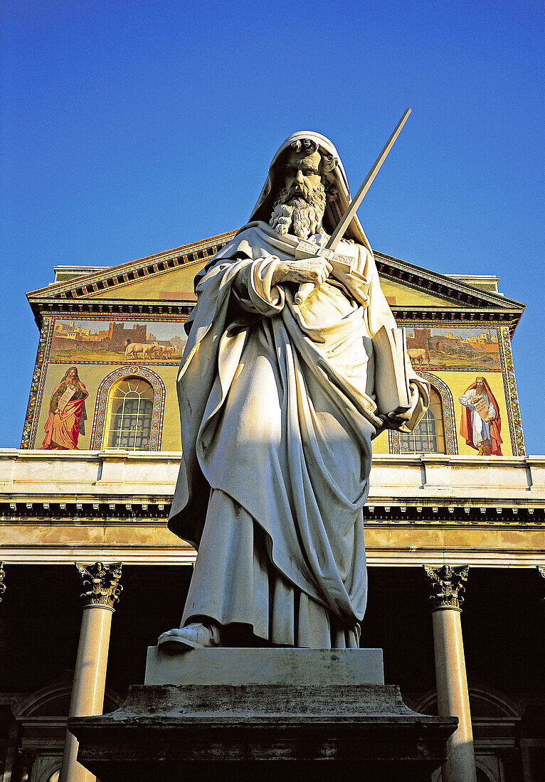 St. Paul s basilica and statue at fore. Rome. Italy