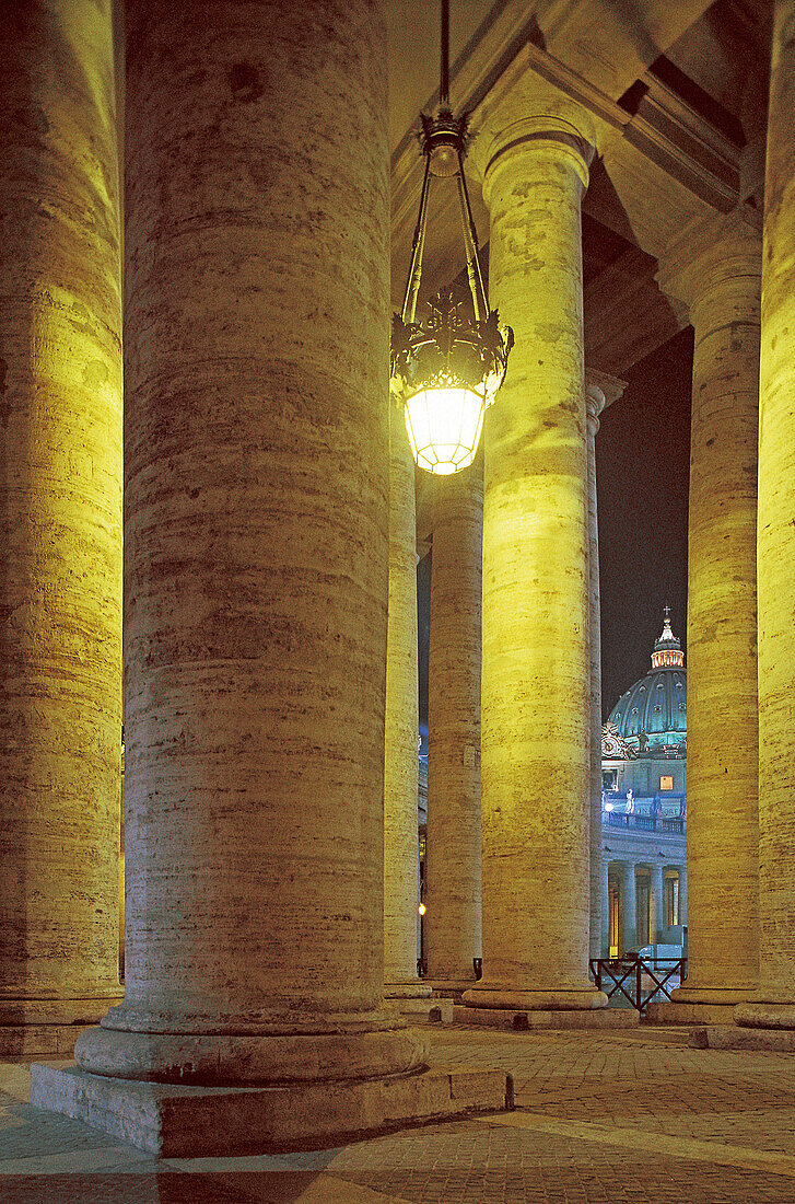 Bernini s colonnade at night, St. Peter s Square. Vatican. Rome. Italy