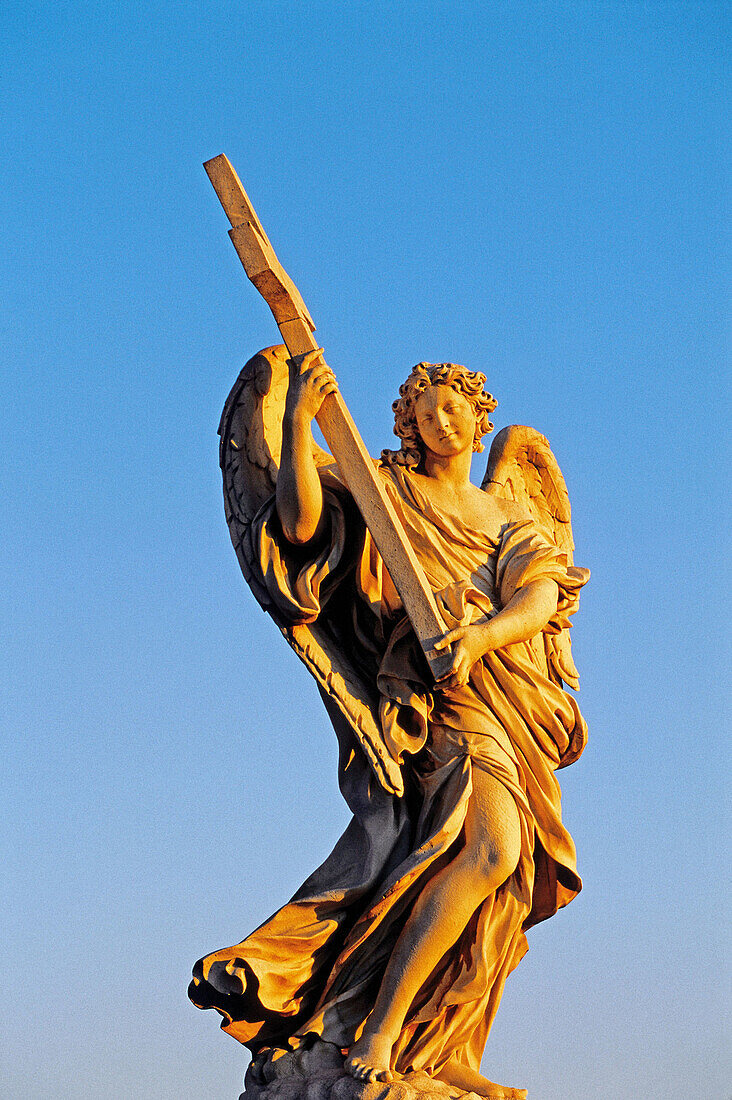 Statue of angel by Bernini at Sant Angelo bridge. Vatican City, Rome. Italy