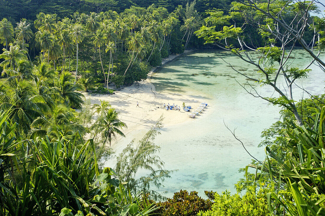 Remote beach. Huahine island. Leeward islands. French Polynesia. South Pacific.