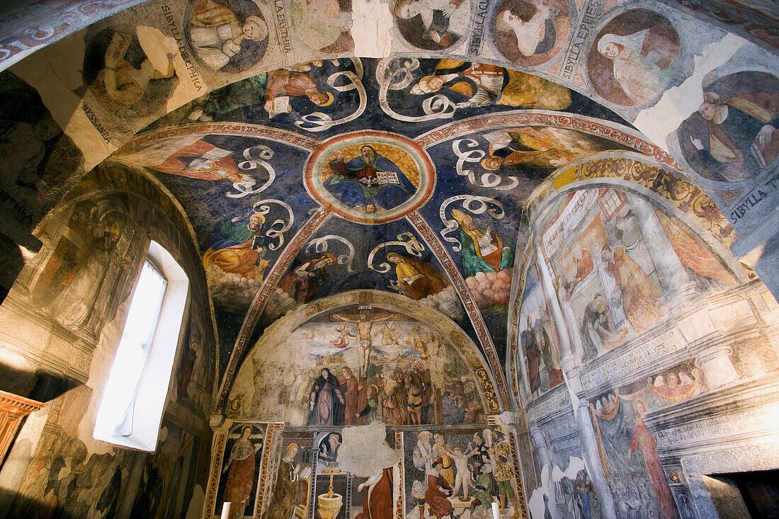 Santuario (Sanctuary) della Via Crucis-San Martino. Oratorio della Madonna del Carmine with frescos by Pietro di Cemmo. Cerveno. Italy.