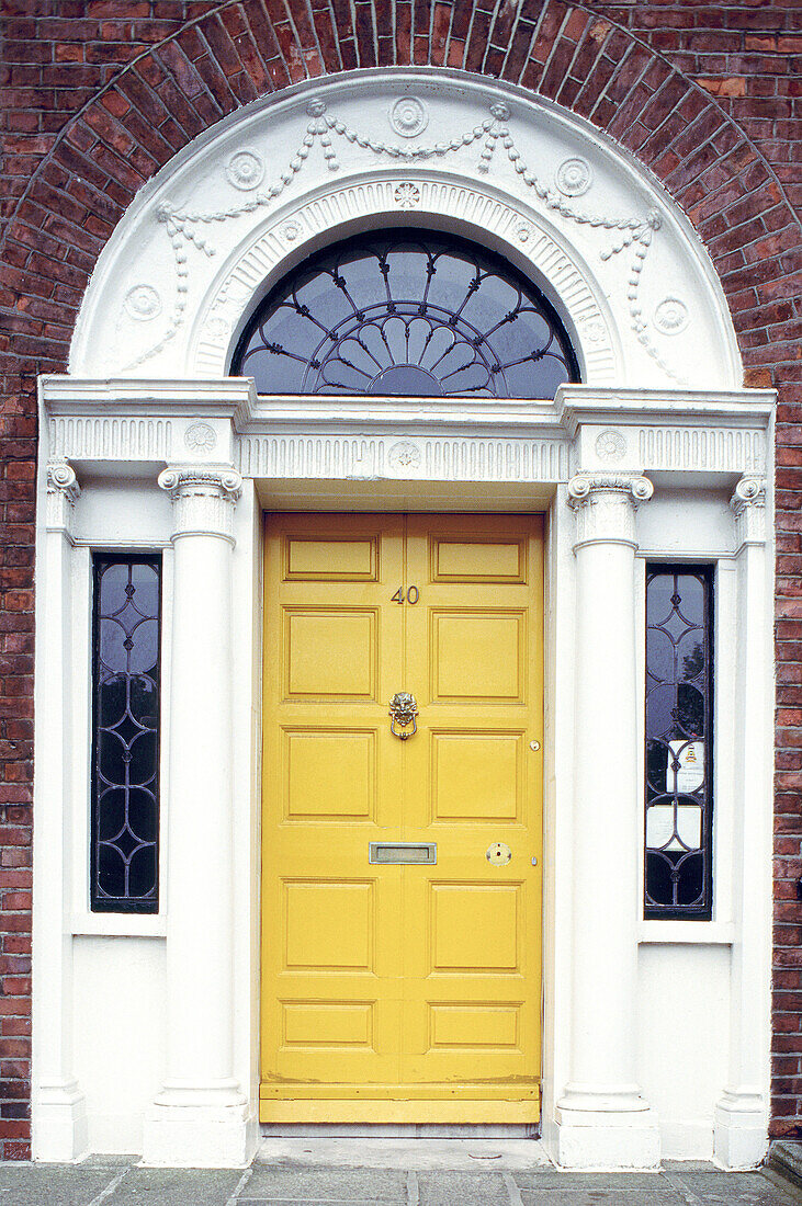 Georgian yellow door. Dublin. Ireland