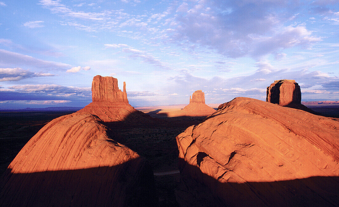The Mittens at sunset. Monument Valley. Arizona-Utah. USA