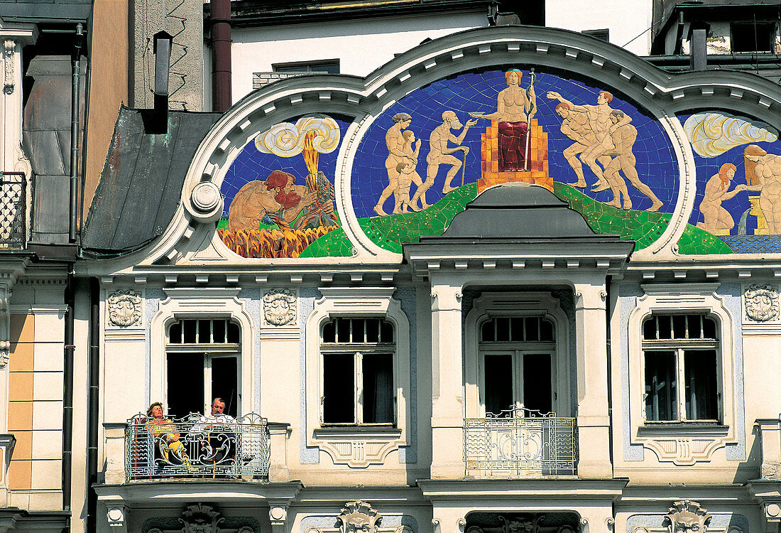 Art Nouveau mosaic. Karlovy Vary. Czech Republic